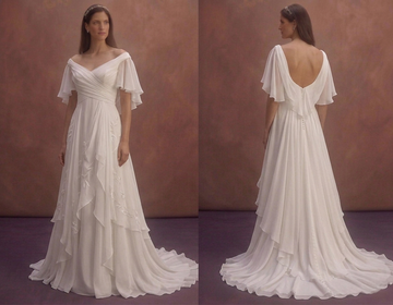 White Chiffon Wedding Dress with Soft Romantic Layers