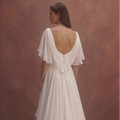 White Chiffon Wedding Dress with Soft Romantic Layers