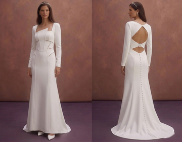 White Crepe Wedding Dress with Clean Modern Look