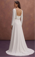 White Crepe Wedding Dress with Modern Minimal Aesthetic
