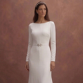 White Crepe Wedding Dress with Modern Minimalist Look