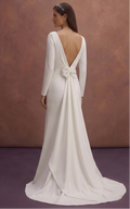 White Crepe Wedding Dress with Modern Minimalist Look