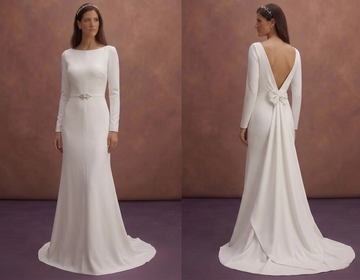 White Crepe Wedding Dress with Modern Minimalist Look