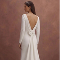White Crepe Wedding Dress with Modern Minimalist Look