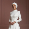 White Hijab Bridal Gown Classic Islamic Wedding Dress Style Muslim