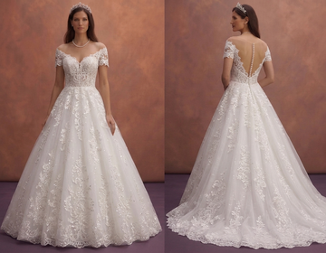 White Lace Ball Gown Wedding Dress with Sparkle Details