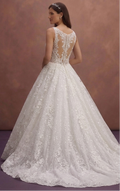 White Lace Ball Gown Wedding Dress with Sparkle Finish
