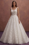 White Lace Ball Gown Wedding Dress with Sparkle Finish