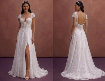 White Lace Wedding Dress with Corset Bodice