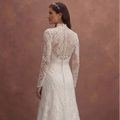 White Lace Wedding Dress with Elegant High Neck Design