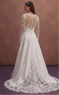 White Lace Wedding Dress with Elegant Long Sleeves