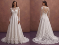 White Lace Wedding Dress with Elegant Long Sleeves
