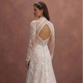 White Lace Wedding Dress with Illusion High Neck