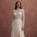 White Lace Wedding Dress with Long Sleeve Classic Design