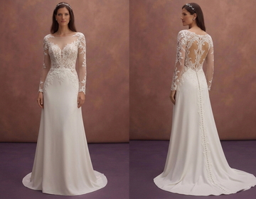 White Lace Wedding Dress with Long Sleeve Elegance