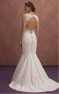 White Mermaid Bridal Dress with Open Back Lace Detail