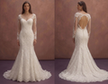 White Mermaid Bridal Dress with Open Back Lace Detail