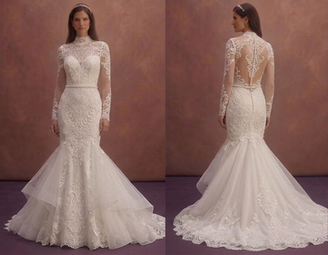 White Mermaid Bridal Gown with Elegant Lace Back