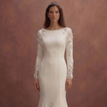 White Mermaid Wedding Dress with Elegant Long Sleeves