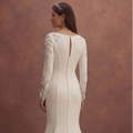 White Mermaid Wedding Dress with Elegant Long Sleeves