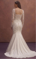 White Mermaid Wedding Dress with Pearl Embellished Bodice