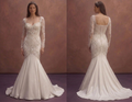 White Mermaid Wedding Dress with Pearl Embellished Bodice