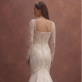 White Mermaid Wedding Dress with Pearl Embellished Bodice