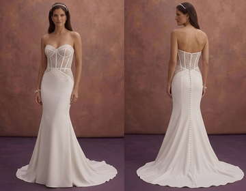 White Mermaid Wedding Dress with Sheer Corset Top