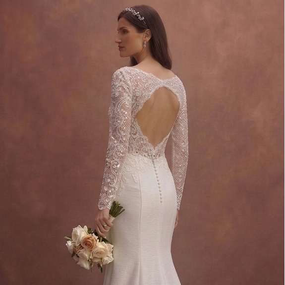 White Mermaid Wedding Dress with Sparkle Embellished Lace