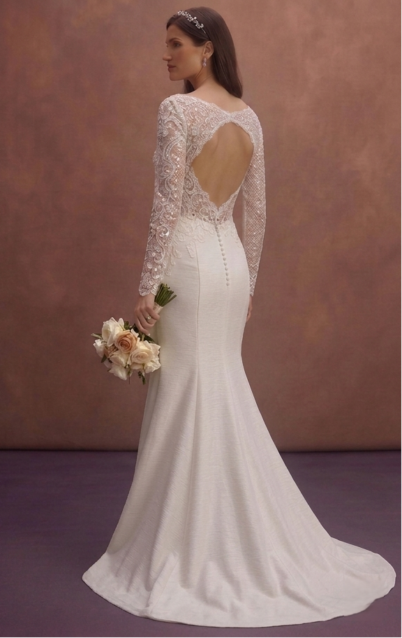 White Mermaid Wedding Dress with Sparkle Embellished Lace