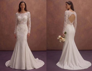 White Mermaid Wedding Dress with Sparkle Embellished Lace