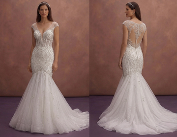 White Mermaid Wedding Dress with Sparkle Embellishments