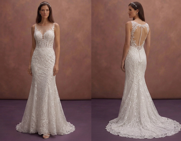 White Mermaid Wedding Dress with Sparkle Lace Embellishments