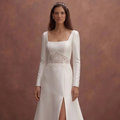 White Mikado Bridal Dress with Clean Tailored Shape
