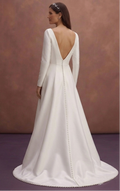 White Mikado Bridal Dress with Clean Tailored Shape