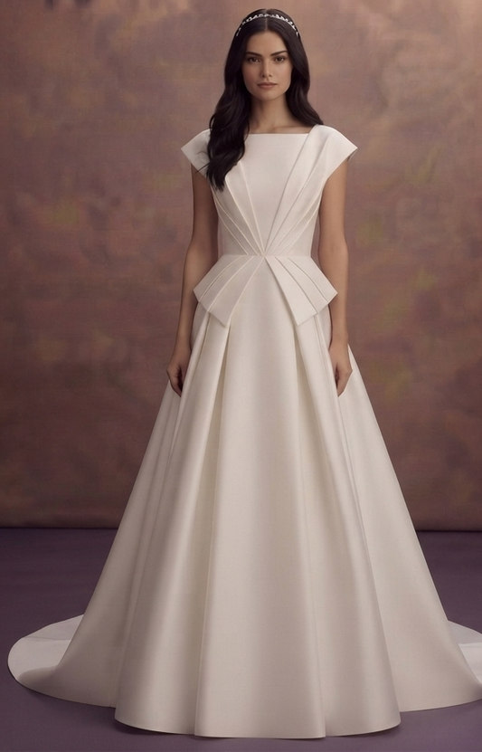 White Mikado Wedding Dresses with Structured Beauty