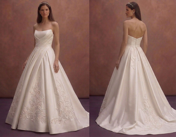White Mikado Wedding Dress with Structured Ball Gown Shape