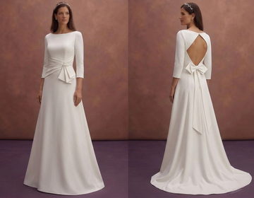 White Minimal Crepe Wedding Dress with Open Back