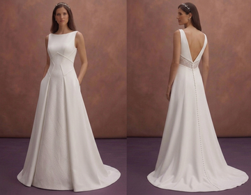 White Minimal Wedding Dress with Clean Contemporary Lines