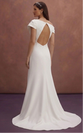 White Minimal Wedding Dress with Side Slit Feature