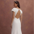 White Minimal Wedding Dress with Side Slit Feature