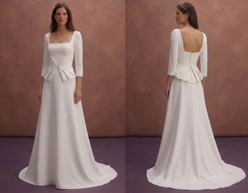 White Minimal Wedding Dress with Square Neckline