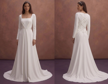 White Minimal Wedding Dress with Square Neckline Design