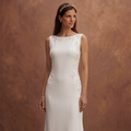 White Minimalist Wedding Dress with Straight Clean Silhouette