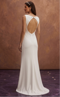 White Minimalist Wedding Dress with Straight Clean Silhouette