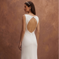 White Minimalist Wedding Dress with Straight Clean Silhouette