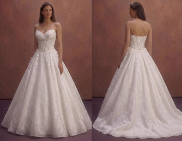 White Organza Ball Gown Wedding Dress with Corset Waist