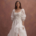 White Organza Wedding Dress with Elegant Layered Volume