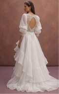 White Organza Wedding Dress with Elegant Layered Volume
