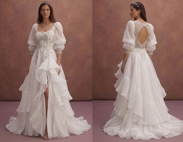 White Organza Wedding Dress with Elegant Layered Volume